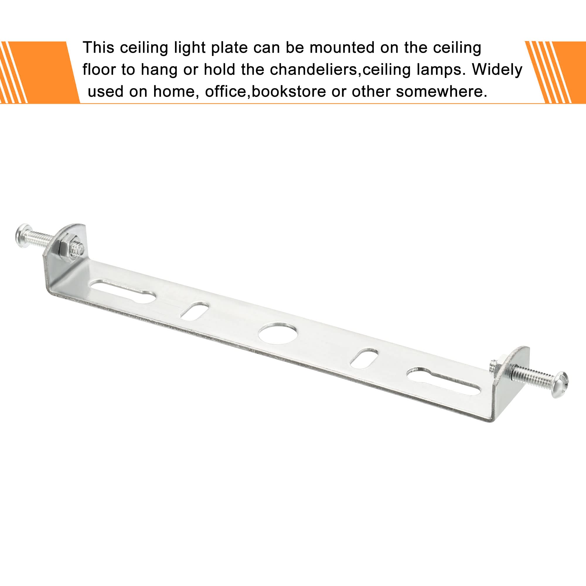 MECCANIXITY Light Fixture Crossbar Kit - 100x20mm Mounting Bracket For Ceiling Lights, Chandeliers, Silver Tone, 3 Sets With Screws & Nuts