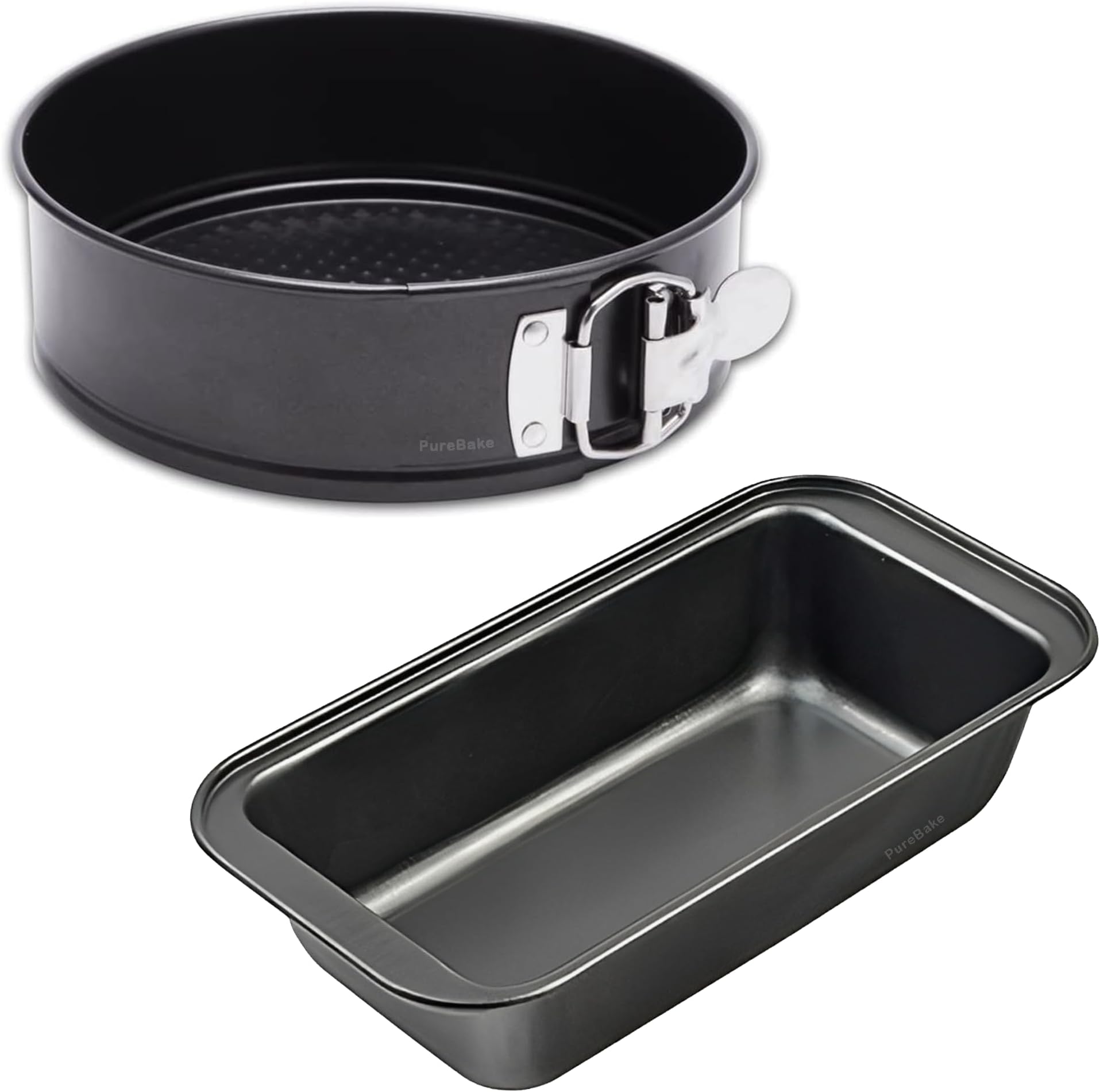 PureBaken Premium SGS Certified 2 Pc Cake Baking Combo Includes Bread Loaf & Round Cake Tin | Cake Baking Moulds Cake Baking Combo Accessories Cake Baking Utensils
