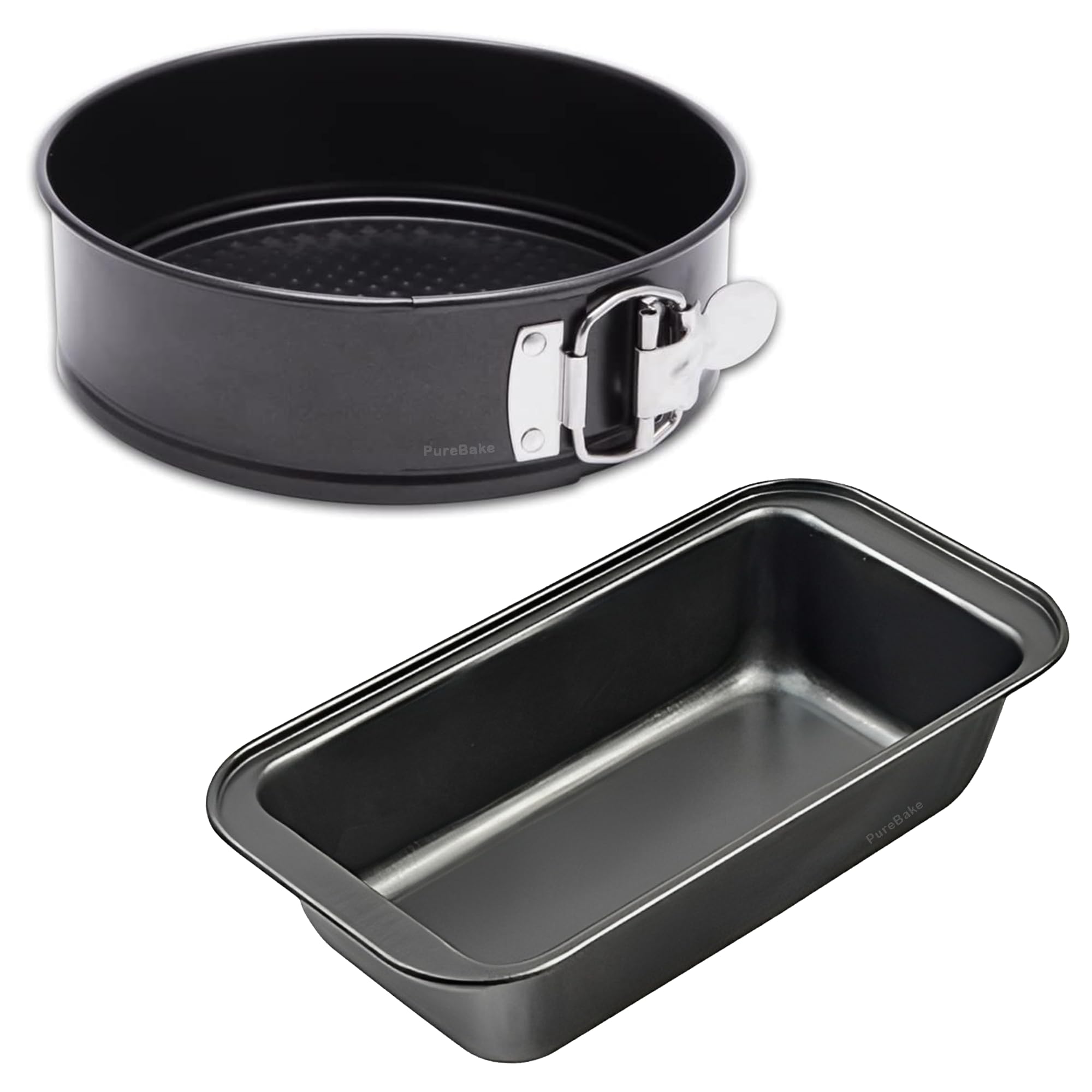 2-Piece Cake Baking Combo - SGS Certified Bread Loaf & Round Cake Tins - Cake Baking Moulds & Accessories - Durable Cake Baking Utensils for Home & Professional Use