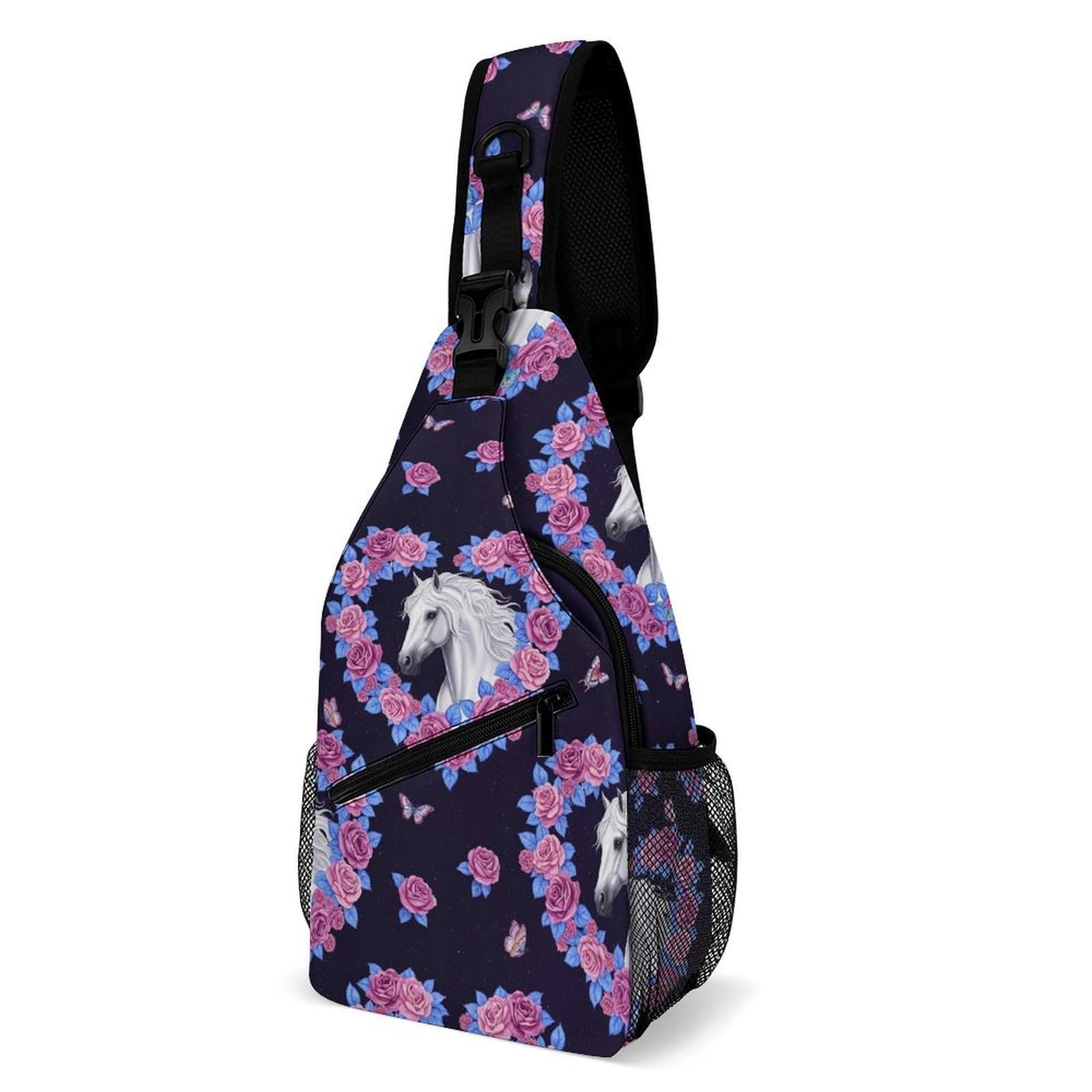 Sac bandoulière fleurs et cheval au design unique et confort