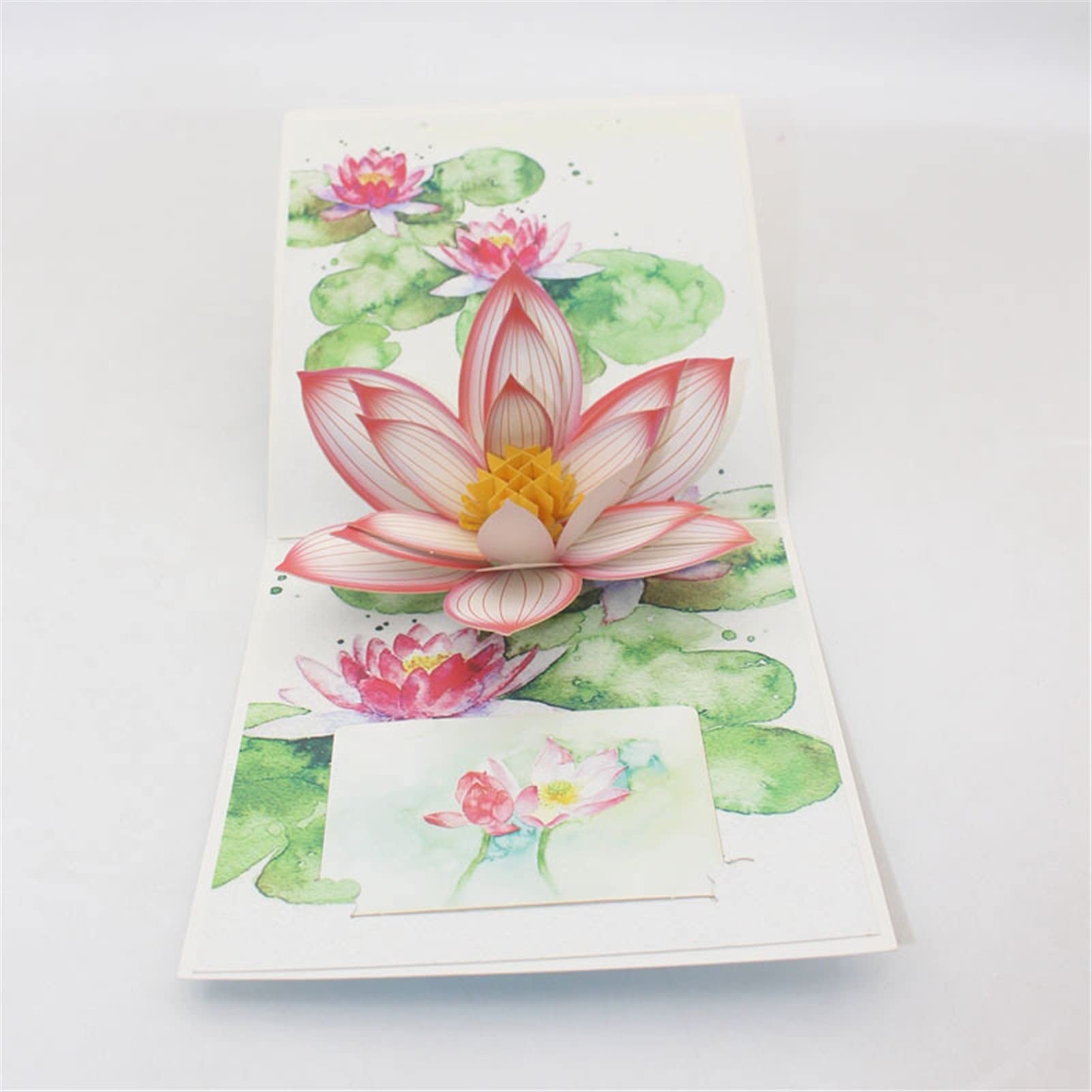 Carte de mariage Cartes de vœux Impression couleur 3D faite à la main Blooming Lotus Flower Papier Cartes de vœux Carte postale Thanksgiving Fête des mères Anniversaire Cadeau créatif Carte de vœux In