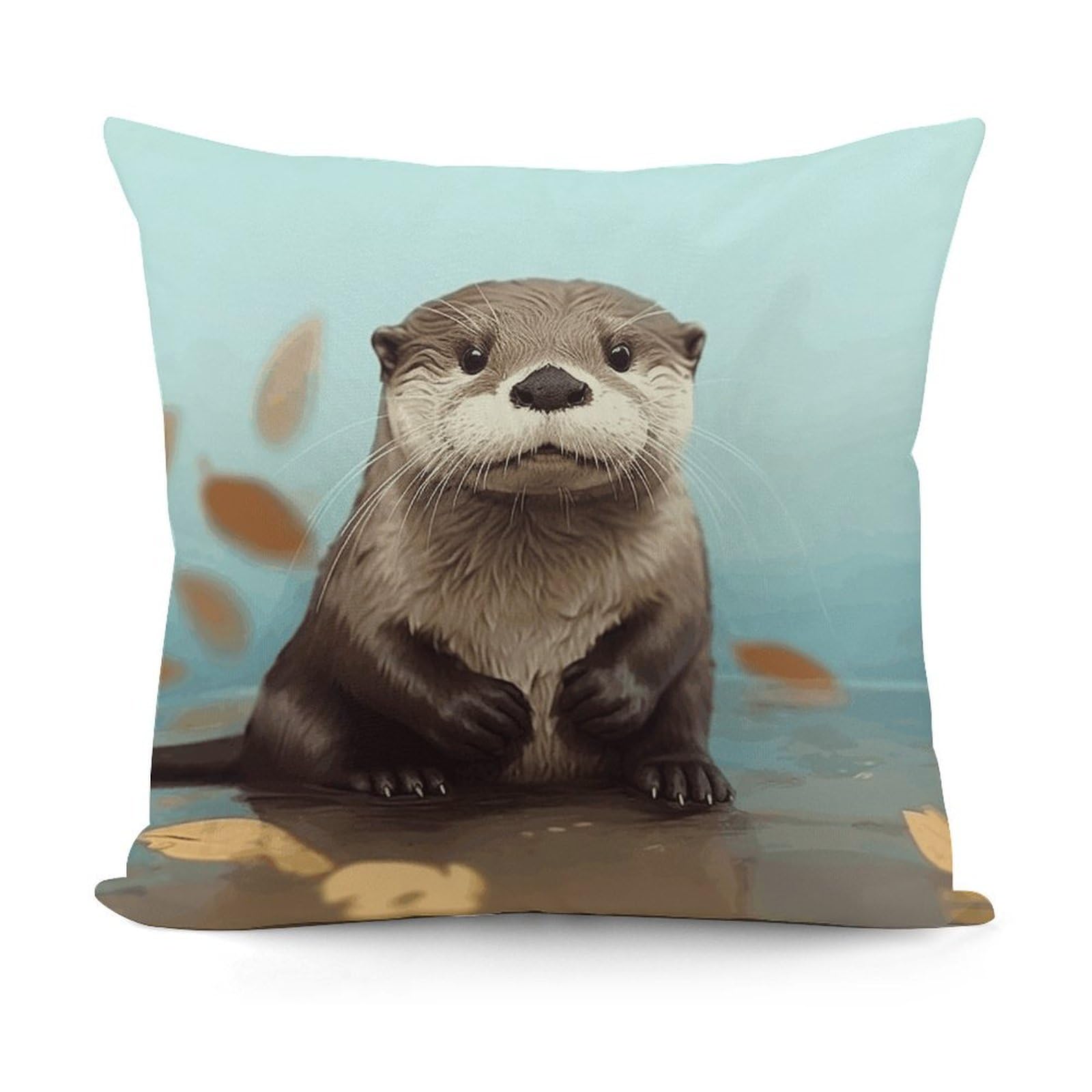 VstaDank Cute Otter Throw Pillow Covers Fade-Resistant Plush Pillow Case Cozy Square Cushion Case Removable Pillowcase Exquisite Pillow Shams Soft Pillow Protector 18"x18"