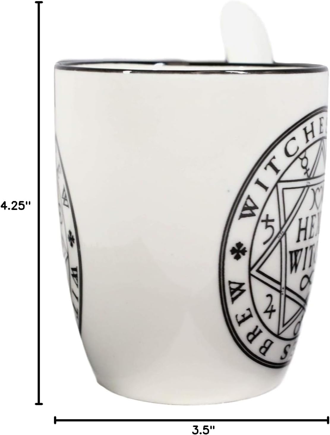 Ebros Wicca Sacred Magical Symbols Pentacles Hexy Witch Witches Brew Porcelain Mug And Spoon Set With Built In Spoon Rest Handle 13oz Coffee Tea Drink Cup Mugs