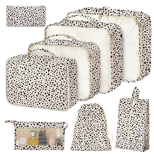 8 Set Packing Cubes for Suitcases, Packing Cube with Shoe, Cosmetics, Clothing, and Accessories Bags Packing Cubes for Travel Luggage Organizer(Leopard)