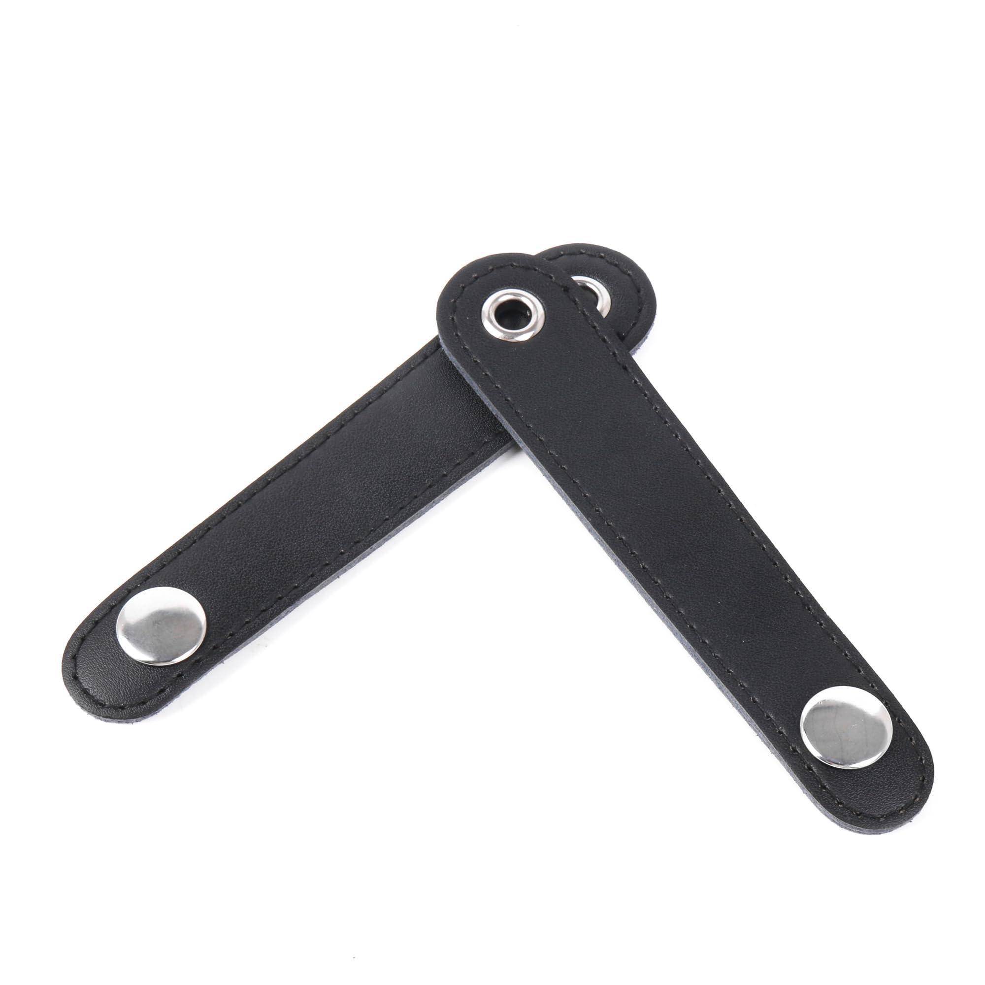 Yibuy 6 Pcs Black Leather Adjustable Accordion Bellow Straps 10cm with Buckles