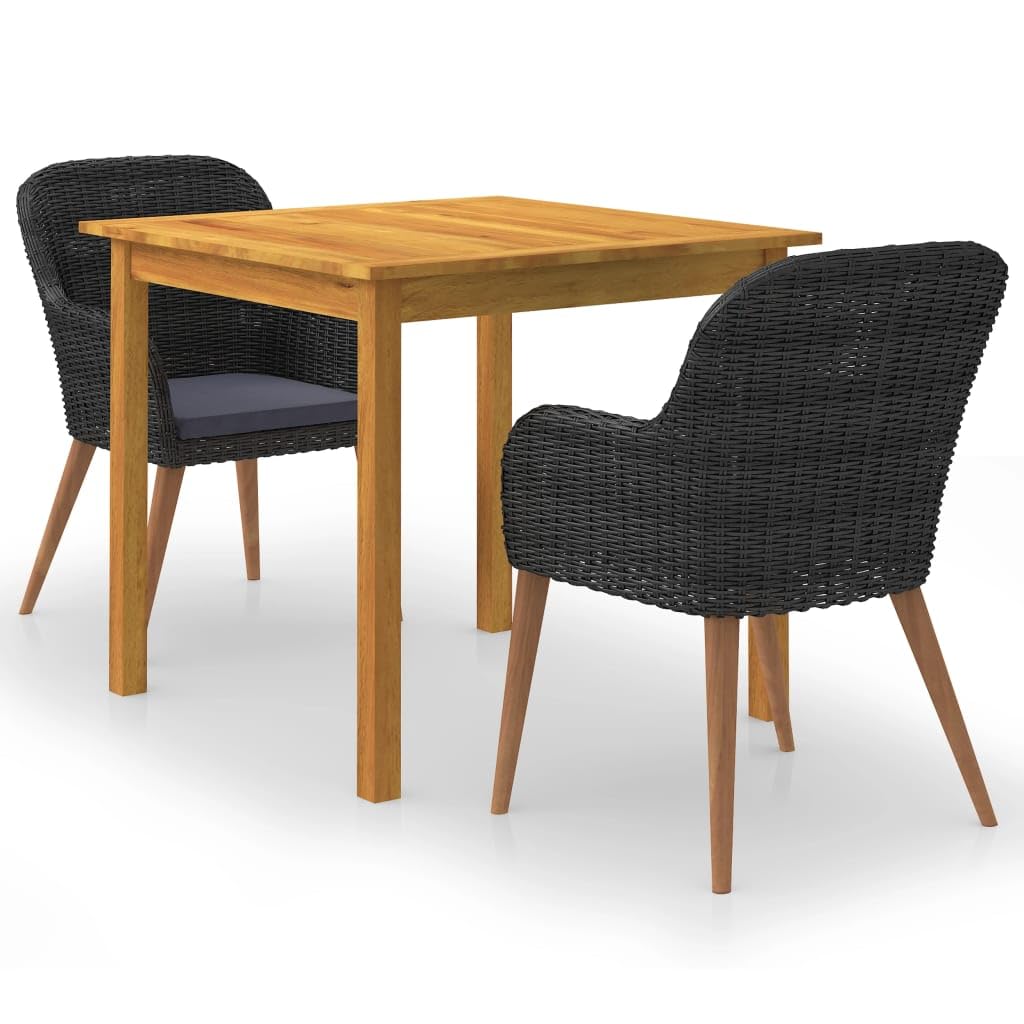Mobilier de terrasse noir au design minimaliste ensemble table et chaises de repas de patio