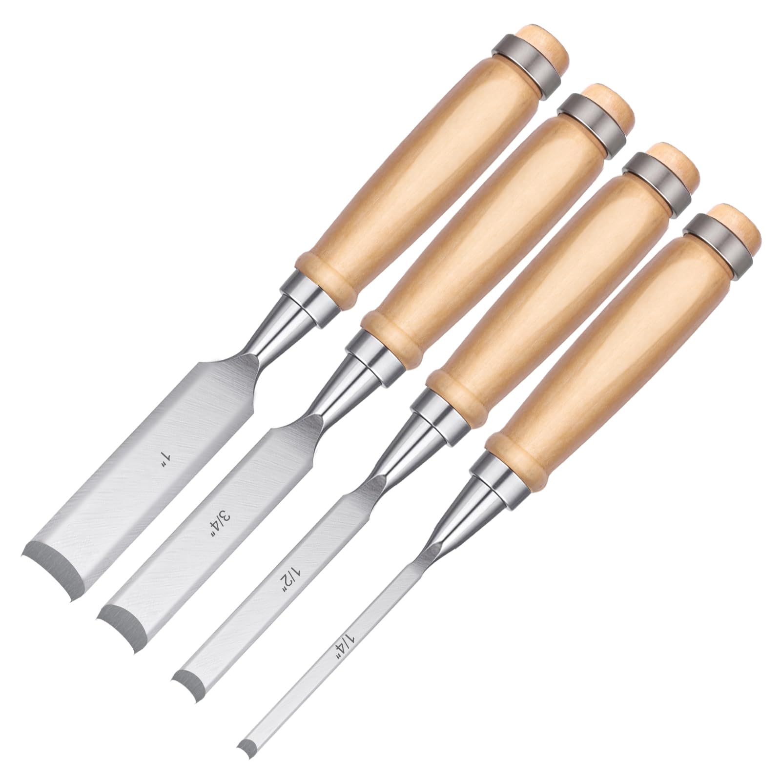 4 Stück Stechbeitel Set für Holz, CR-V Stahl Halbkreisförmige Kante Hohlbeitel Set 6mm/12mm/18mm/25mm für Anfänger und Profis, DIY Holzmeißel Bildhauerei Tool für Tischler, Carver