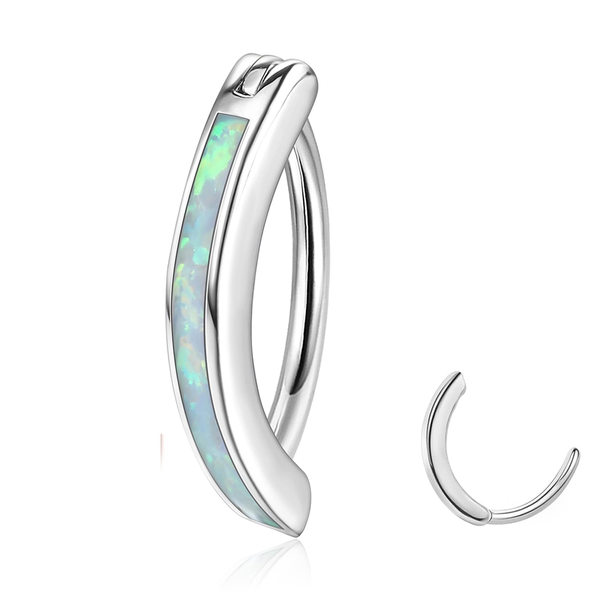 JeryWe14G Clicker Anillos de Ombligo Para Las Mujeres de Acero Inoxidable de Circonio Cúbico ópalo Corazón Inversa Anillos de Ombligo de Perforación de Joyería