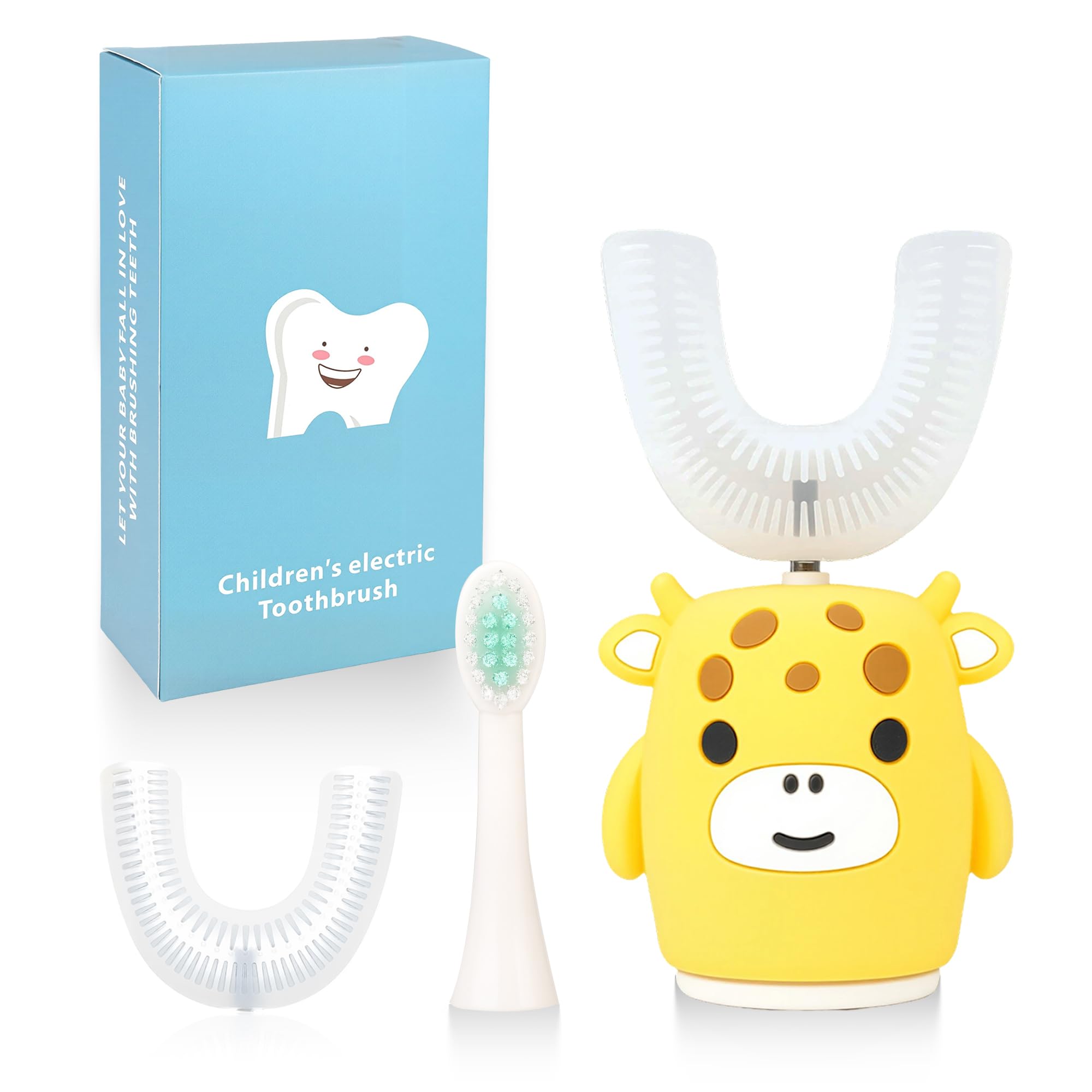 Renaelelife Kids Sonic Electric Toothbrush U Shaped Automatic Timer IPX7 Waterproof 5 Modes 360° Oral Cleaning Teeth Whitening Gums Massage