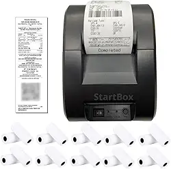 Impressora Termica Pos Cupom Nao Fiscal 58mm Bluetooth e USB Compatível com todas as plataformas Smartphones e PC Tickts Pc Bivolt + 20 Bobinas Térmicas Branca 58mm com 16 Metros cada Rolo StartBox