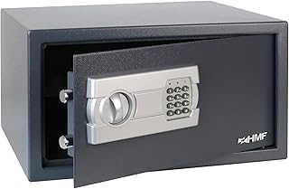 HMF Safe Tresor für Zuhause, Hotel oder Büro, Möbeltresor mit Zahlenschloss für 15 Zoll Laptops und DIN A3 Dokumente | 45 x 25 x 36,5 cm | Anthrazit