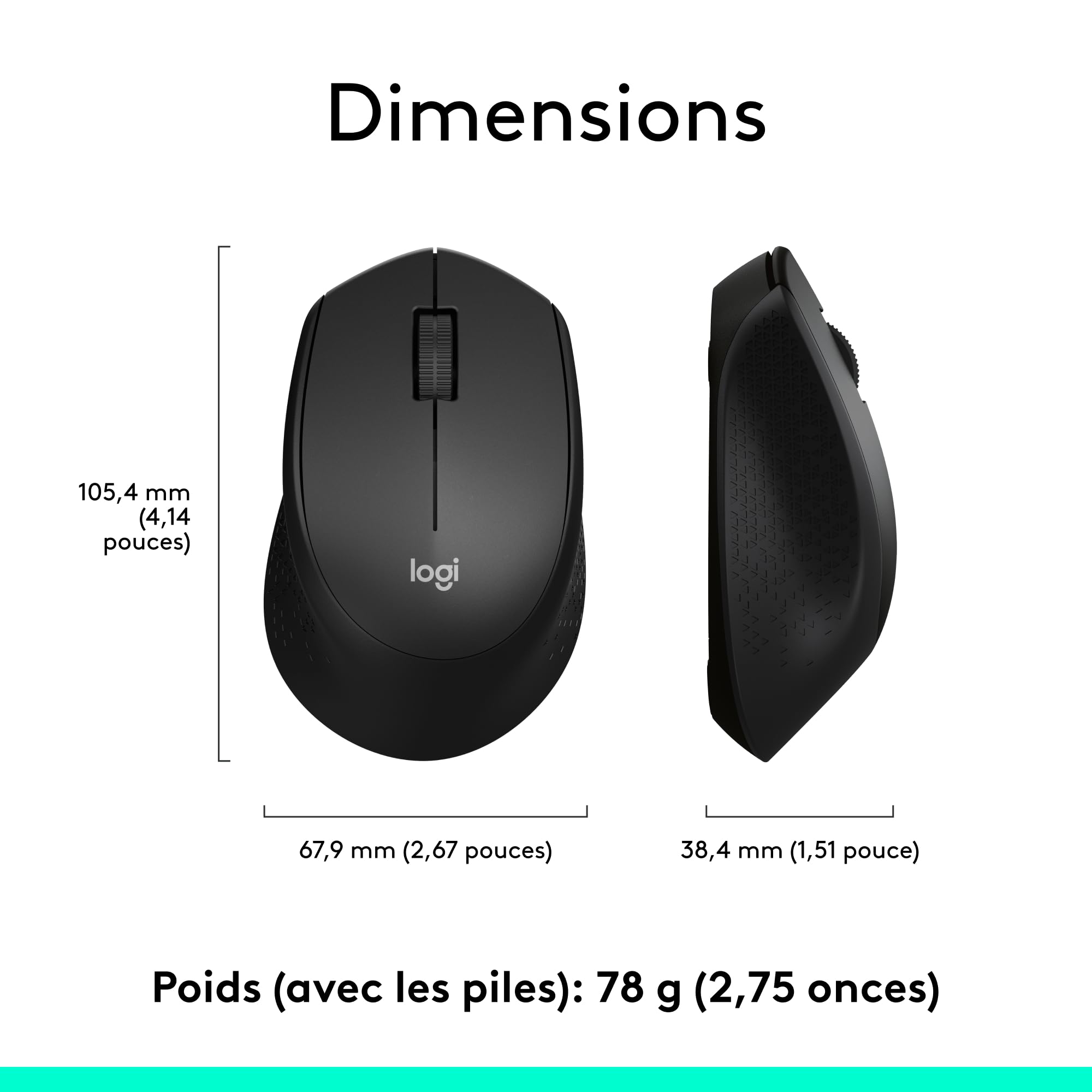Logitech M330 Silent Plus Souris Sans Fil, Récepteur Nano USB 2,4GHz, Résolution Capteur Optique 1000 ppp, Pile Durée 2 ans, Compatible PC, Mac, Ordinateur Portable, Chromebook - Noir