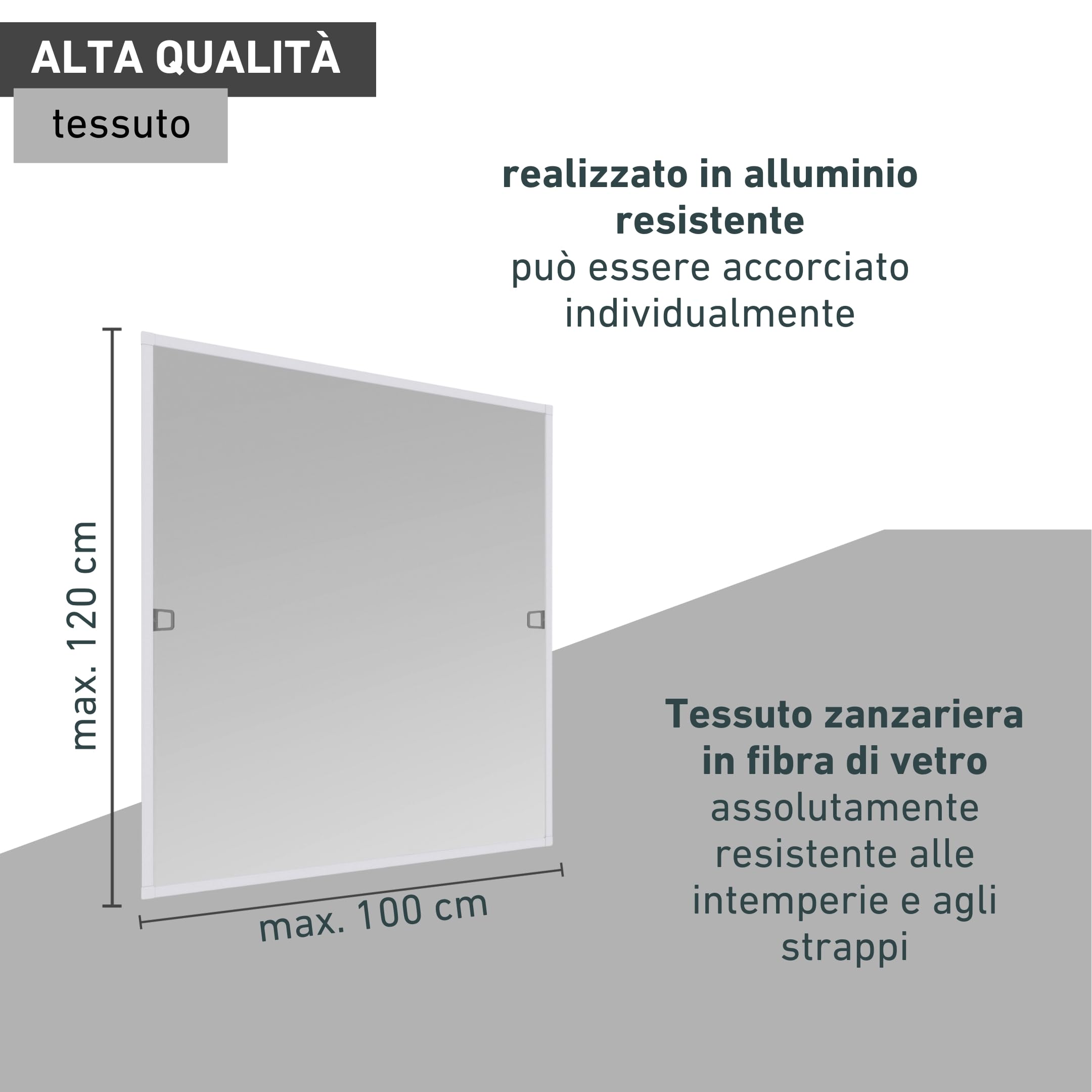 Windhager Zanzariera Basic, finestra del telaio, zanzariera per finestra, kit fai da te, 100 x 120 cm, bianco, 04504