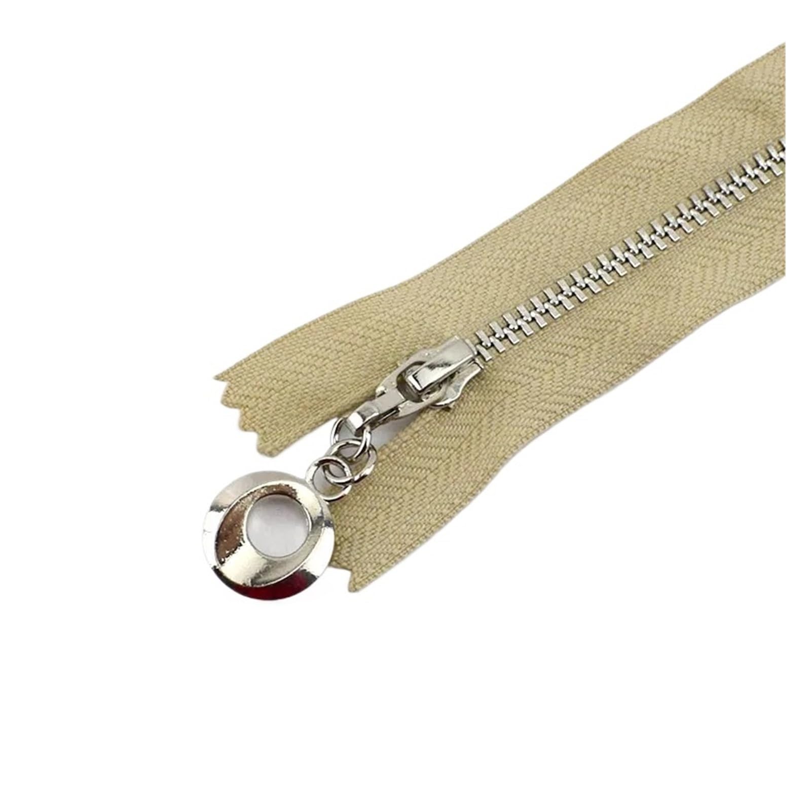 5Pcs 3# Metal Zipper for Sewing 20-25cm Close-End Zippers Silver Tooth Bag Decor Zip DIY Garment Accessories(ZA093-Khaki,Close-End-20cm)