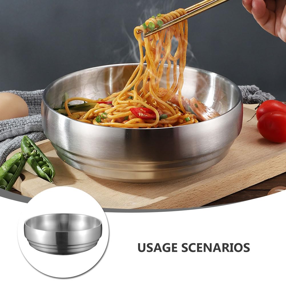 BESTonZON Cuenco de acero inoxidable de doble pared, 19 cm, para servir, para mezclar, sopa, pasta, sopa, pasta, sopa, papilla, sopa, ensalada, ensalada, restaurante en casa
