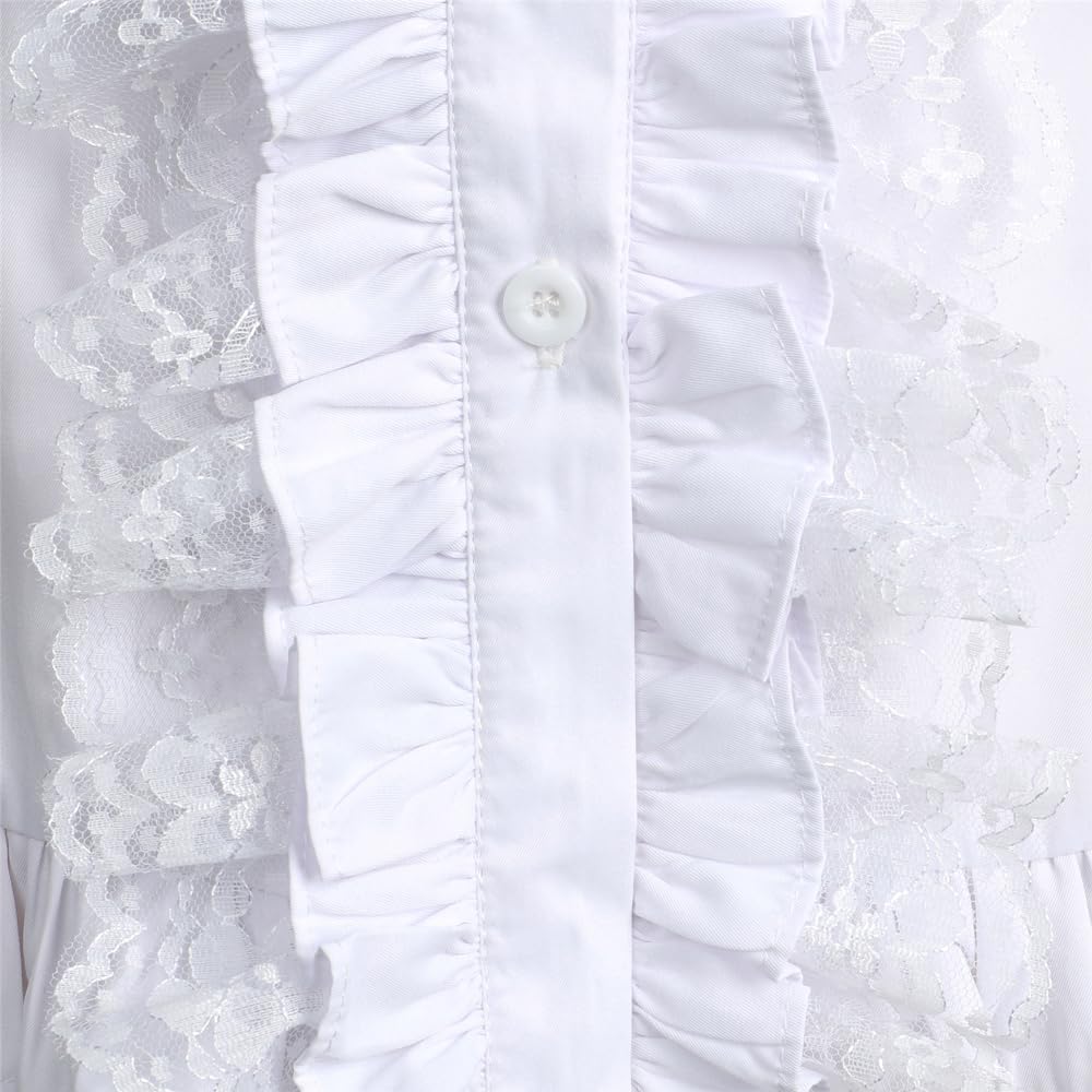 Camicetta gotica vittoriana da donna Sweet Lolita camicia alta bassa irregolare increspature orlo loto top medievale