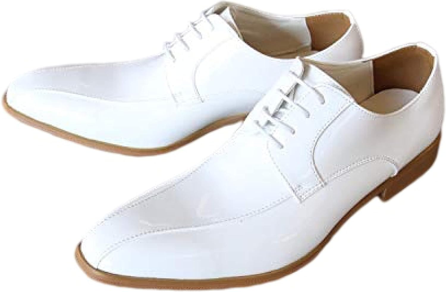 廃盤モデルHIROMUT AKAHARサイズ41エナメルドレスシューズ ホワイト 半額訳あり特価 No.B800 本革 エナメル調 紐式 6cm 結婚式 新郎 本革