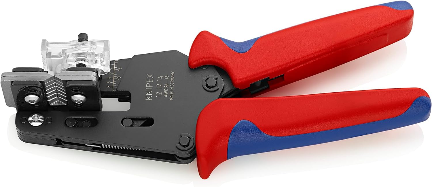 KNIPEX Alicate pelacables de precisión con cuchillas de forma precisa con mangos multicomponente 195 mm, 12 12 14 | Con cuchillas adaptadas con asas multicomponentes