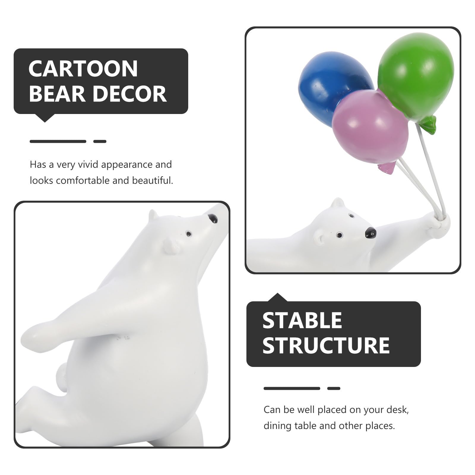 ibasenice Scultura Orso Palloncino in Resina Decorazione per Casa e Camera da Letto, Adorno da Scrivania Design Cartone Animato e Aspetto Vivace
