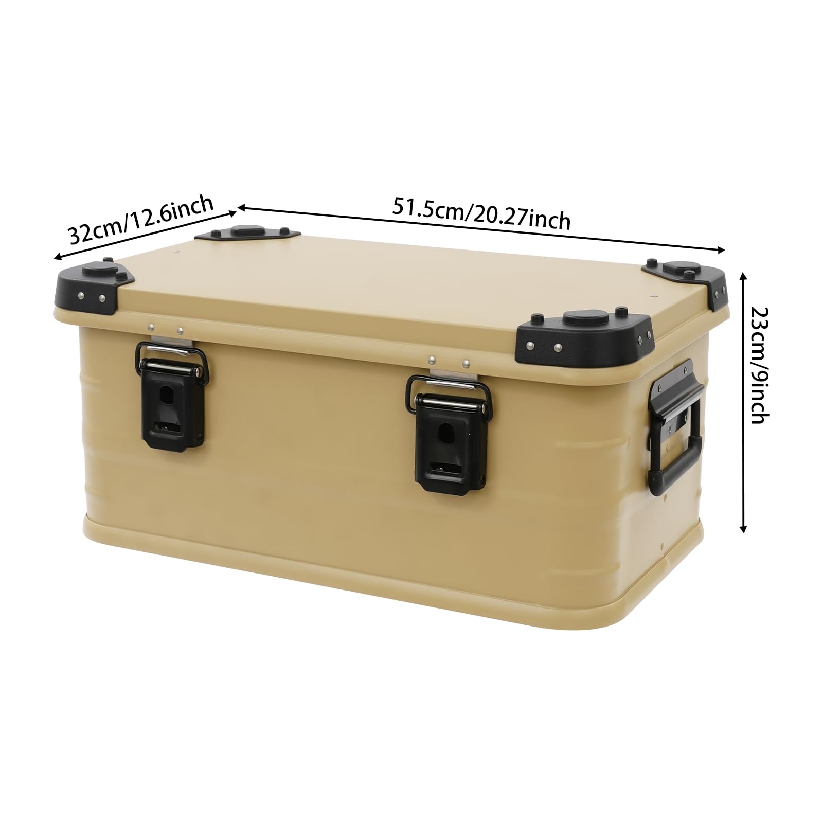OUKANING 30L Alu Aufbewahrungsbox wasserdicht, Metallbox für Camping und Werkzeug, aluminium transport kiste mit Gummidichtung, stapelbare Outdoor-Lagerbox für Zuhause, Auto, Baustelle (Khaki)