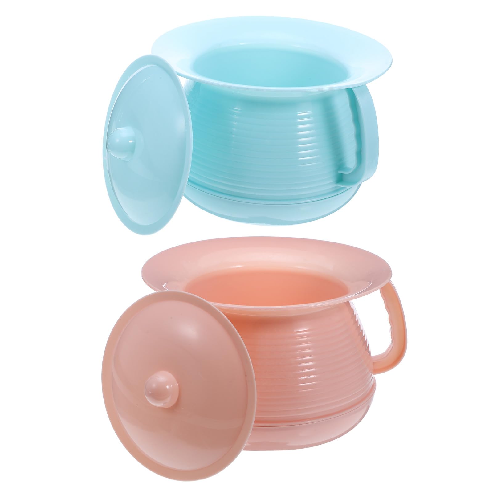 Orinal portátil para acampar al aire libre con tapa higiénica y asa, 2 uds