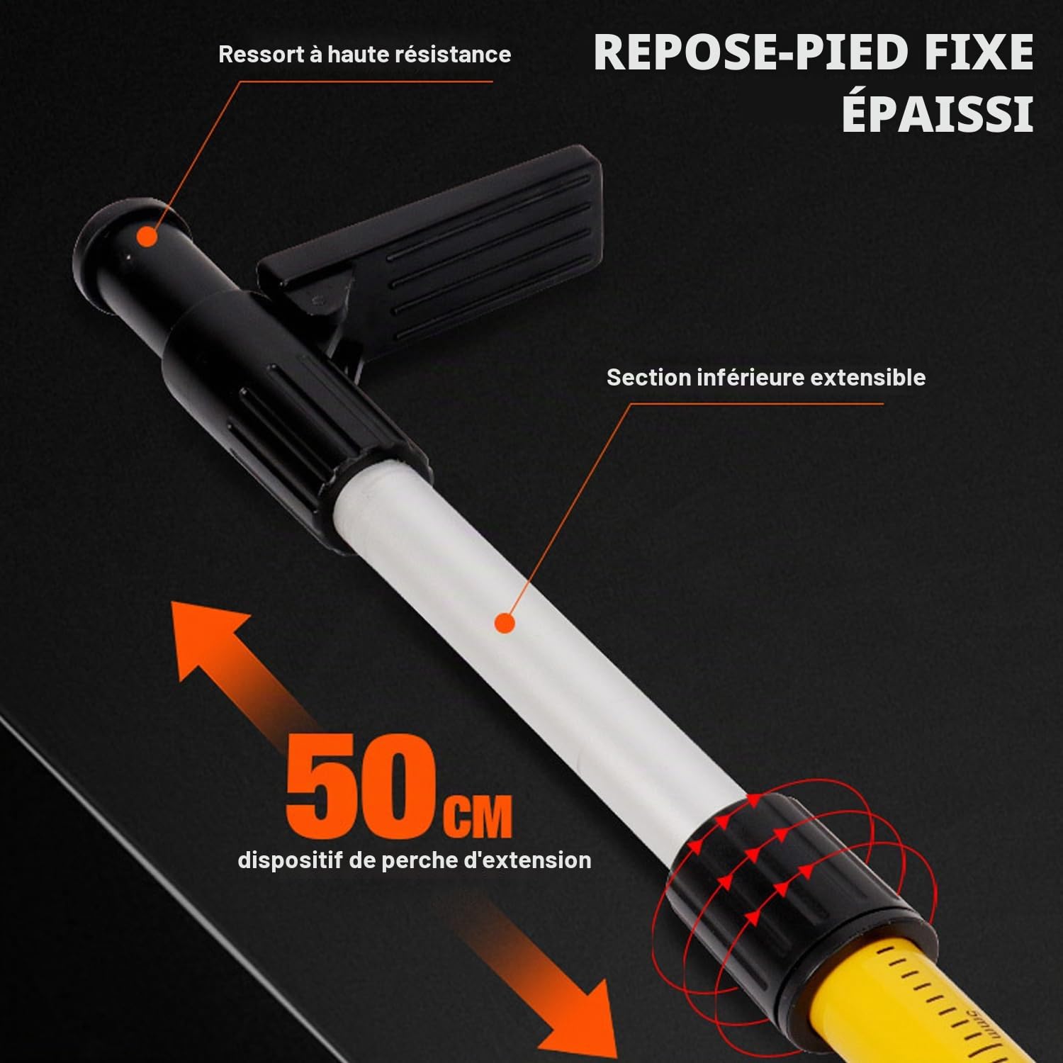 Perche Télescopique 3m/10ft, Trepied Laser avec Réglage Hauteur, Tige Telescopique Niveau Laser 360° Rotation, Support Niveau Laser avec Filetage ExtéRieur 1/4" et Adaptateur de Filetage 5/8"