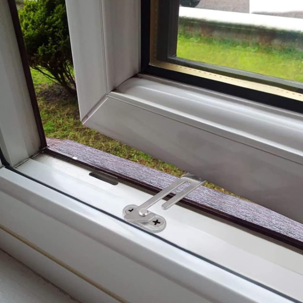 Cierres de Seguridad para Ventanas, 4 Uds limitador de Acero Inoxidable Gancho Ventana Izquierda y Derecha Cierre Seguridad for bebé con Tornillos, Plata