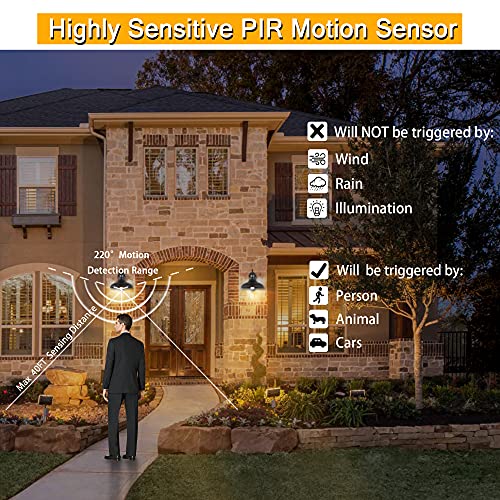 Dusk to Dawn Motion Activated Sensor Gooseneck Outdoor Wall Light Fixture, Industrial Outdoor