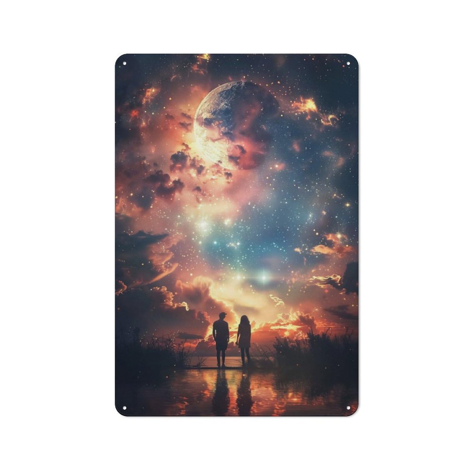 Junmoney Galaxy Sunset Tin Wall Plaque 30X20cm With For Dining Room Or Kitchen, A Metal Wall Feature For Kitchens And Dining Spaces