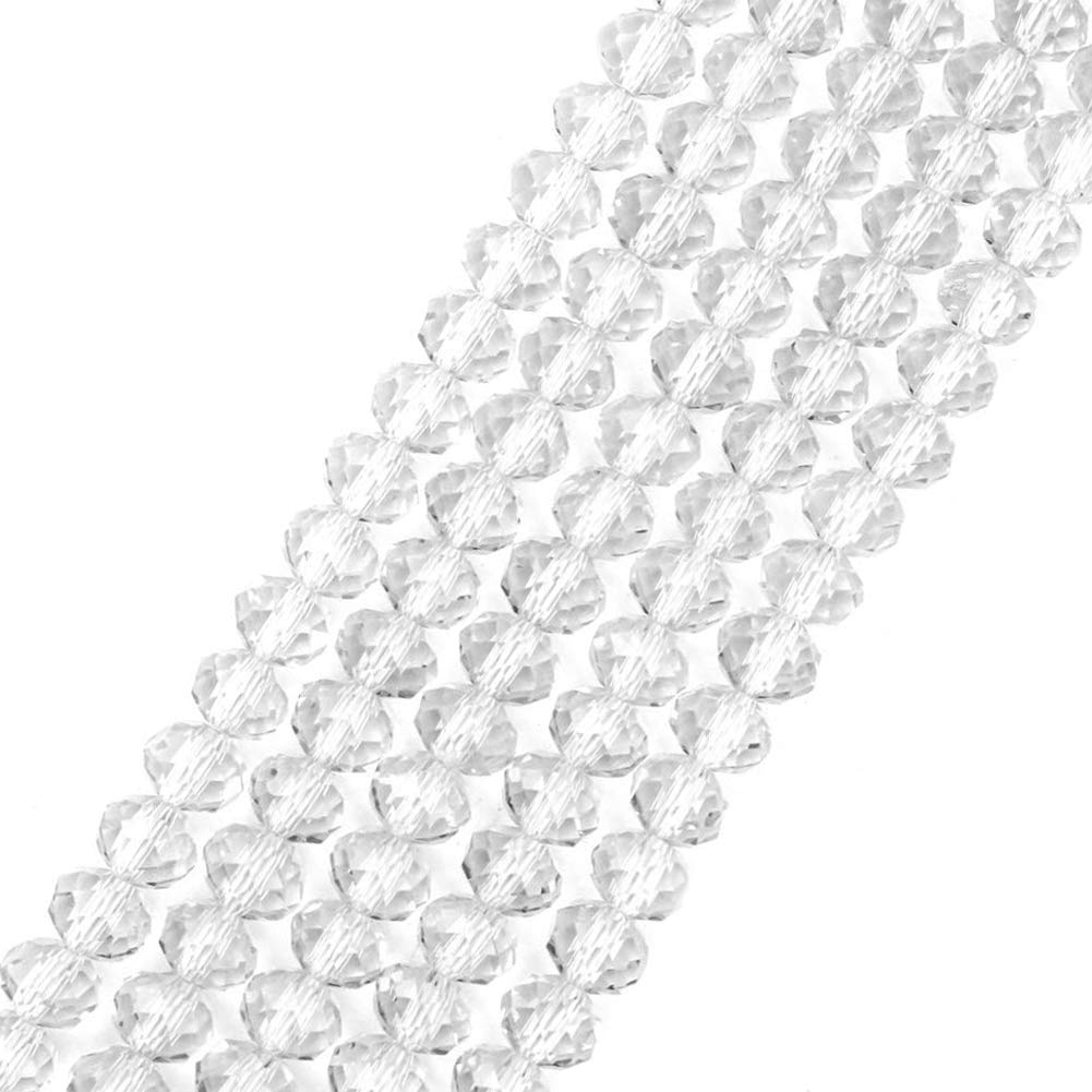 Cheriswelry 10 Strand Faceted Glass Beads Strands 4x3mm Clear Crystal Rondelle Spacer Loose Beads for Jewellery Crafts Making Hole:0.4mm, 18.9''