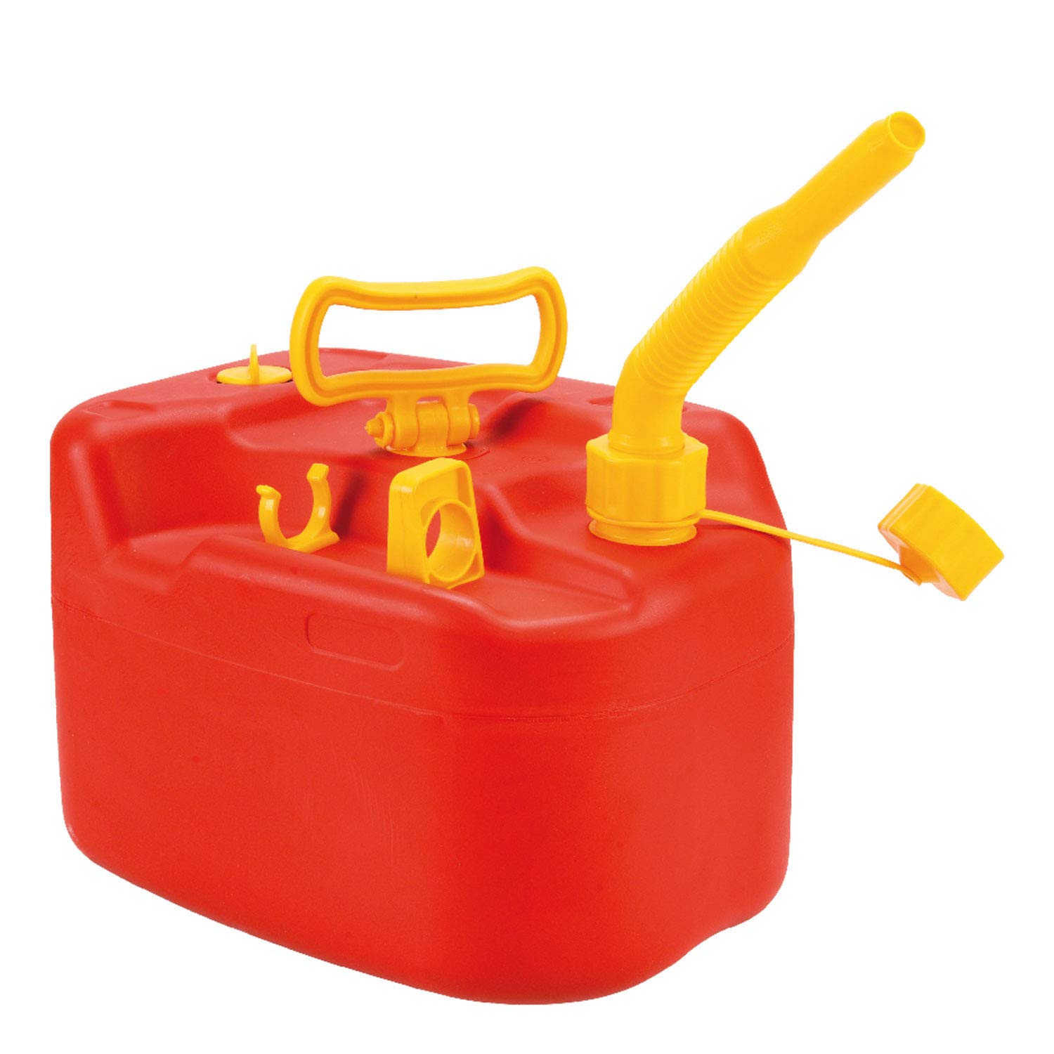 SOS Fuel – 10LT tanica Emergenza Benzina idrocarburi da 10 Litri impilabile e Omologata Un con Maniglia roteabile e prolunga a Soffietto, plastica, Rosso