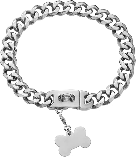 Collar de perro de cadena de plata para cachorros, niñas y niños, collares para perros pequeños, medianos y grandes, collar de perro sin tirones