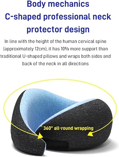 Miniatura 3 de RIYES Almohada de viaje, espuma viscoelástica en forma de U, almacenamiento de caracol de viaje de 360 grados, cómoda almohada para dormir, almohada