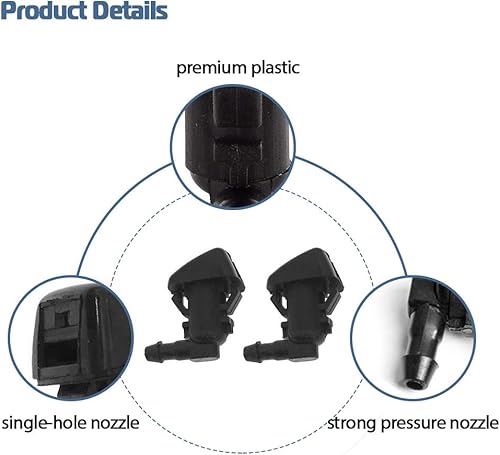 Miniatura 3 de Kit de boquillas para limpiaparabrisas delantero que reemplaza 55157319AA, 4806312AA compatible con 08-12 Liberty, 06-10 Commander, 07-11 Dodge
