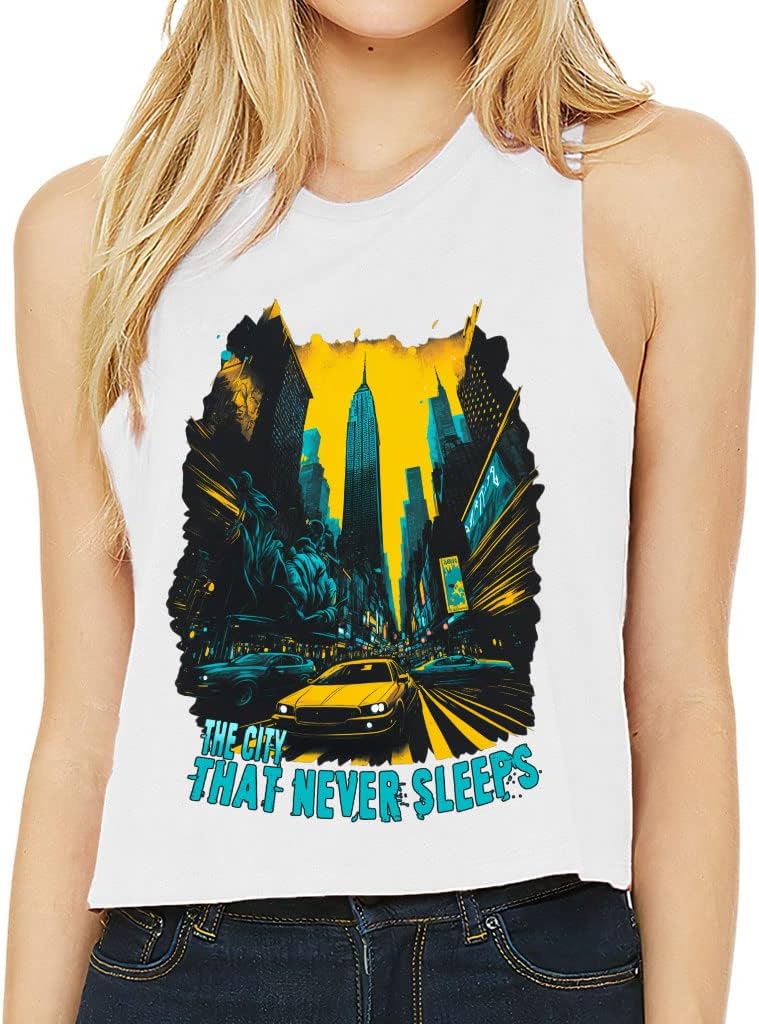 New York Graphic Racerback Cropped Tank - Digital Art Women's Tank - Cool Trendy Tank Top