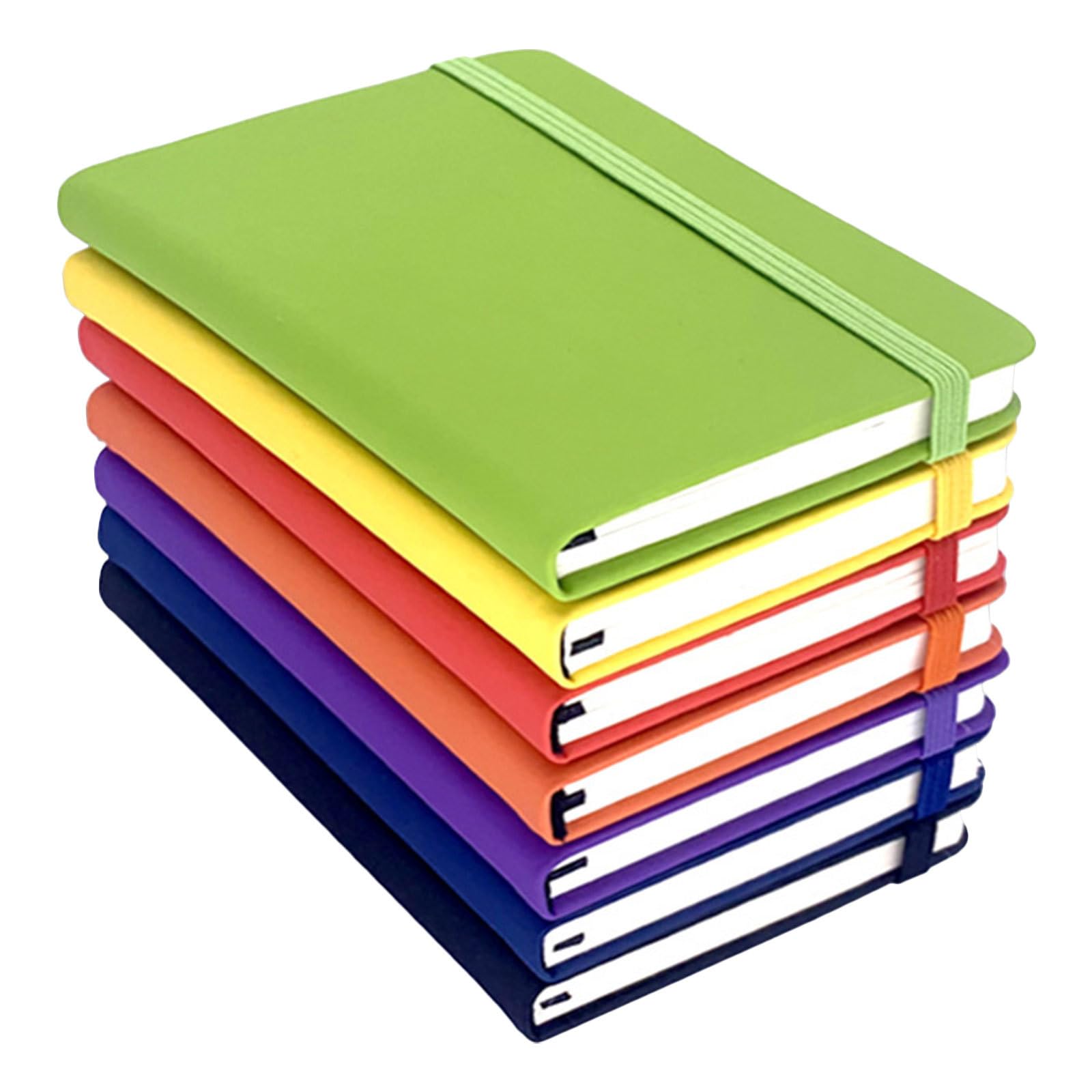 Mini taccuino tascabile da 7 pezzi con elastico - A6, copertina in PU, piccolo blocco note tascabile, quaderni a righe per riunioni, lavoro, viaggi, presa di appunti