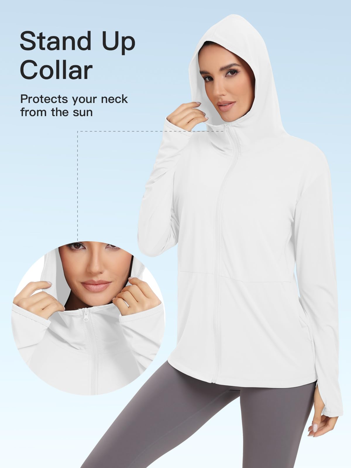 VUTRU Sweat à capuche avec protection solaire UPF 50+ pour femme - Léger à manches longues - Avec poche