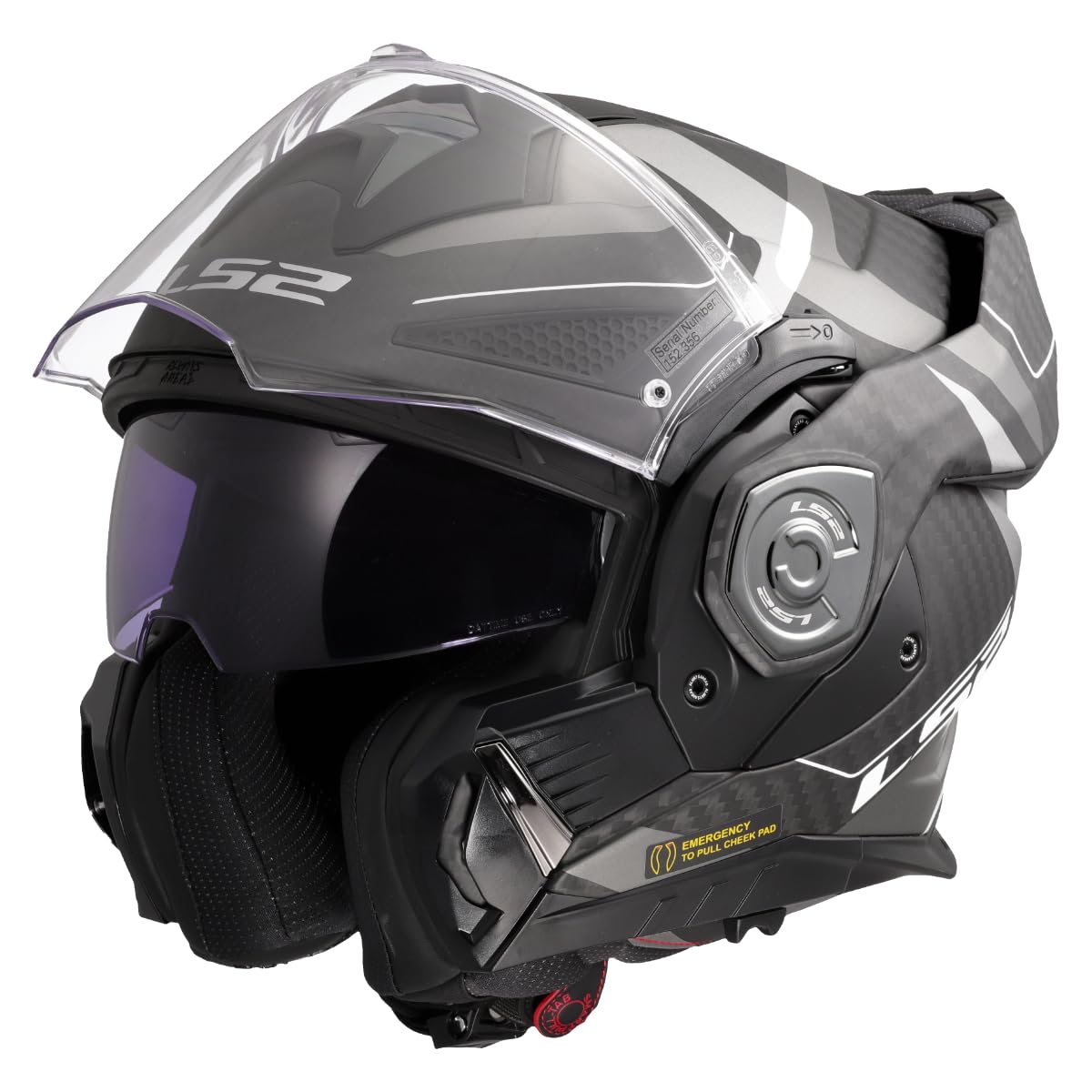 LS2, Casco Moto Modular ADVANT X CARBON HORIZON Matt Silver Grey, XXL