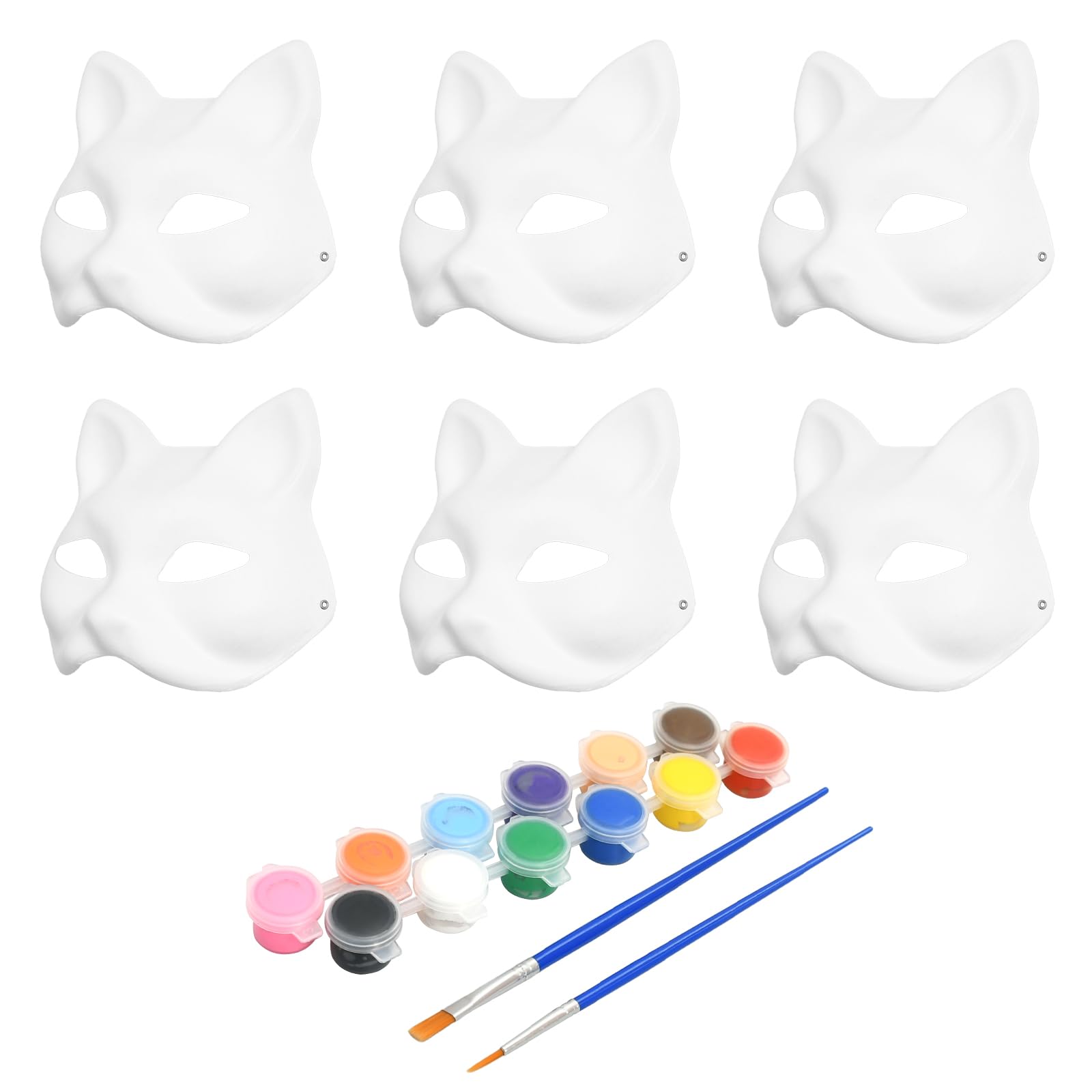 Aomhrek 6 Kit Cat Mask, Masks to Decorate, Hand-Painted Masks Suitable for Masquerade, Masks with Paints