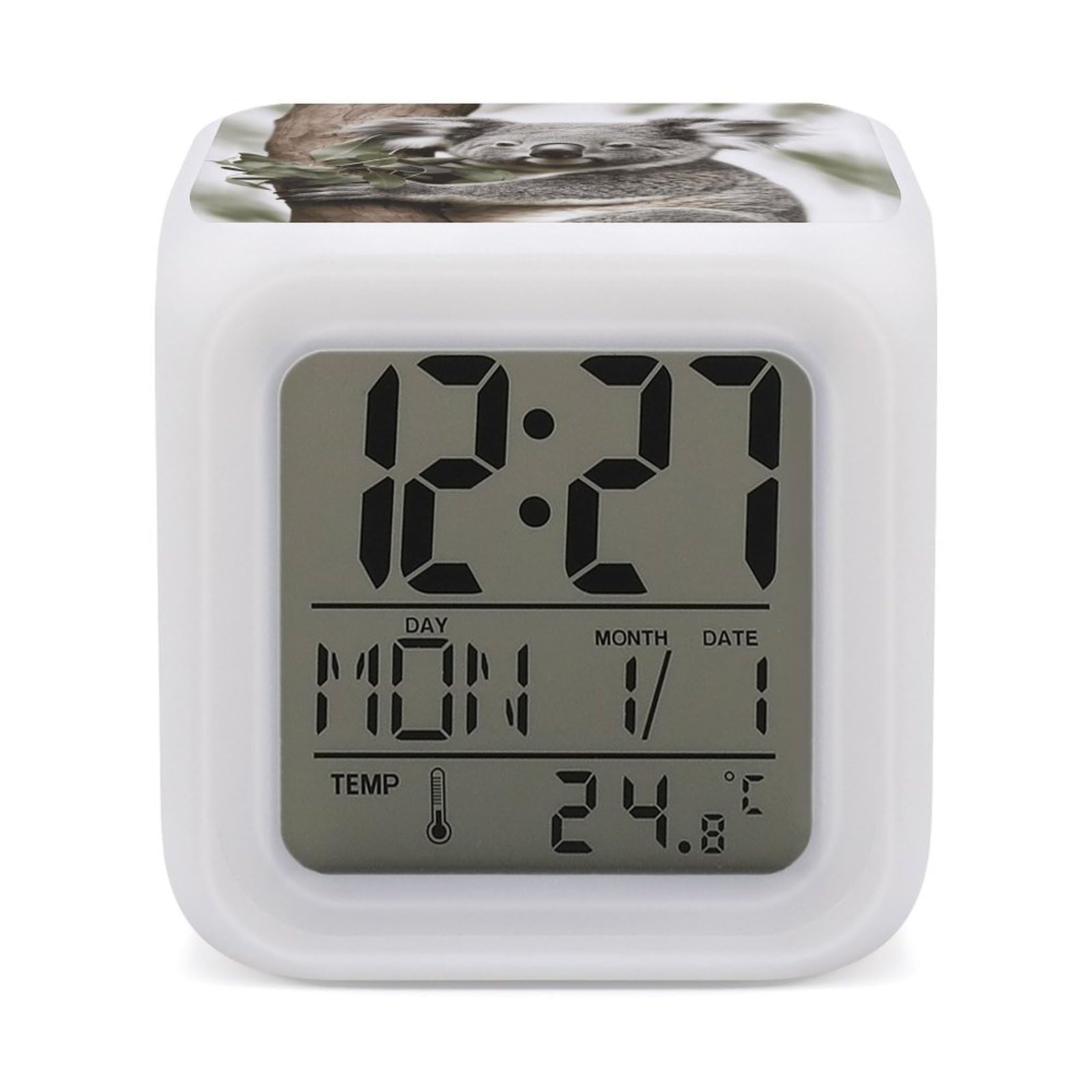 VstaDank Koala Alarm Clock for Bedrooms Small Clocks with 7 Color Night Light Desk Clock with Large Numbers Loud Wake Up Timer Ideal for Gift & Room Decor