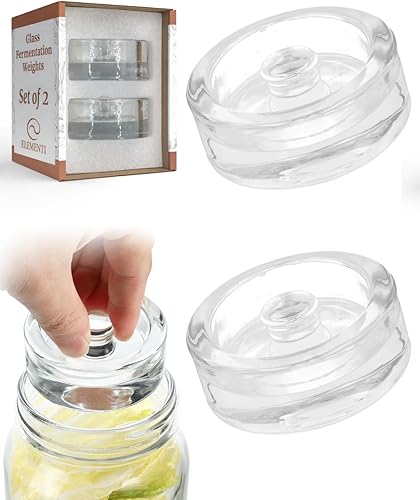Elementi Juego de 2 pesas de fermentación Pesas de vidrio de fácil agarre para fermentación, peso perfecto para decapado y enlatado para frascos
