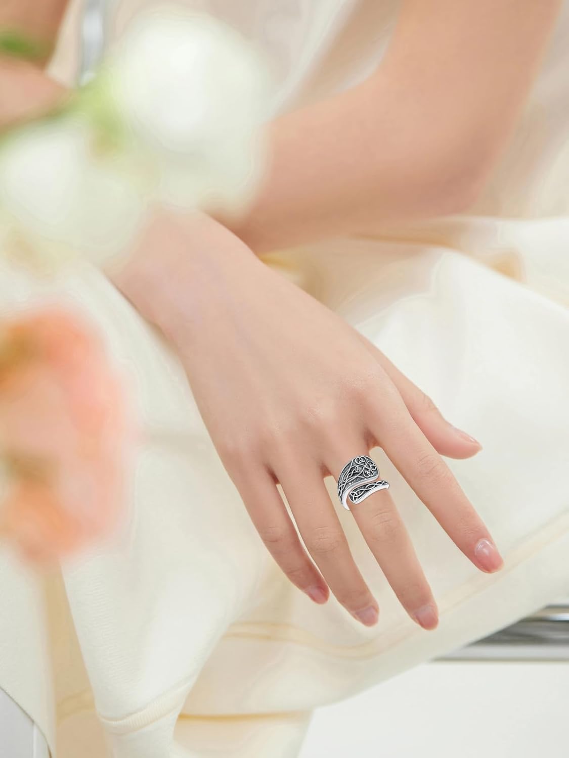 Witches Knot Spoon Rings for Women 925 Sterling Silver Vintage Celtic Knot Witch Rings Celtic Knot Adjustable Thumb Ring Gifts for Women - Image 5