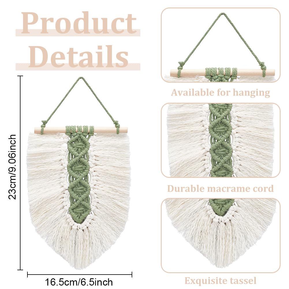 PLIGREAT 3 ensembles bricolage feuilles de macramé Kit de suspension murale Macramé Tapisserie tissée Plume débutant Tenture murale Kit pour chambre à coucher Salon appartement Decor