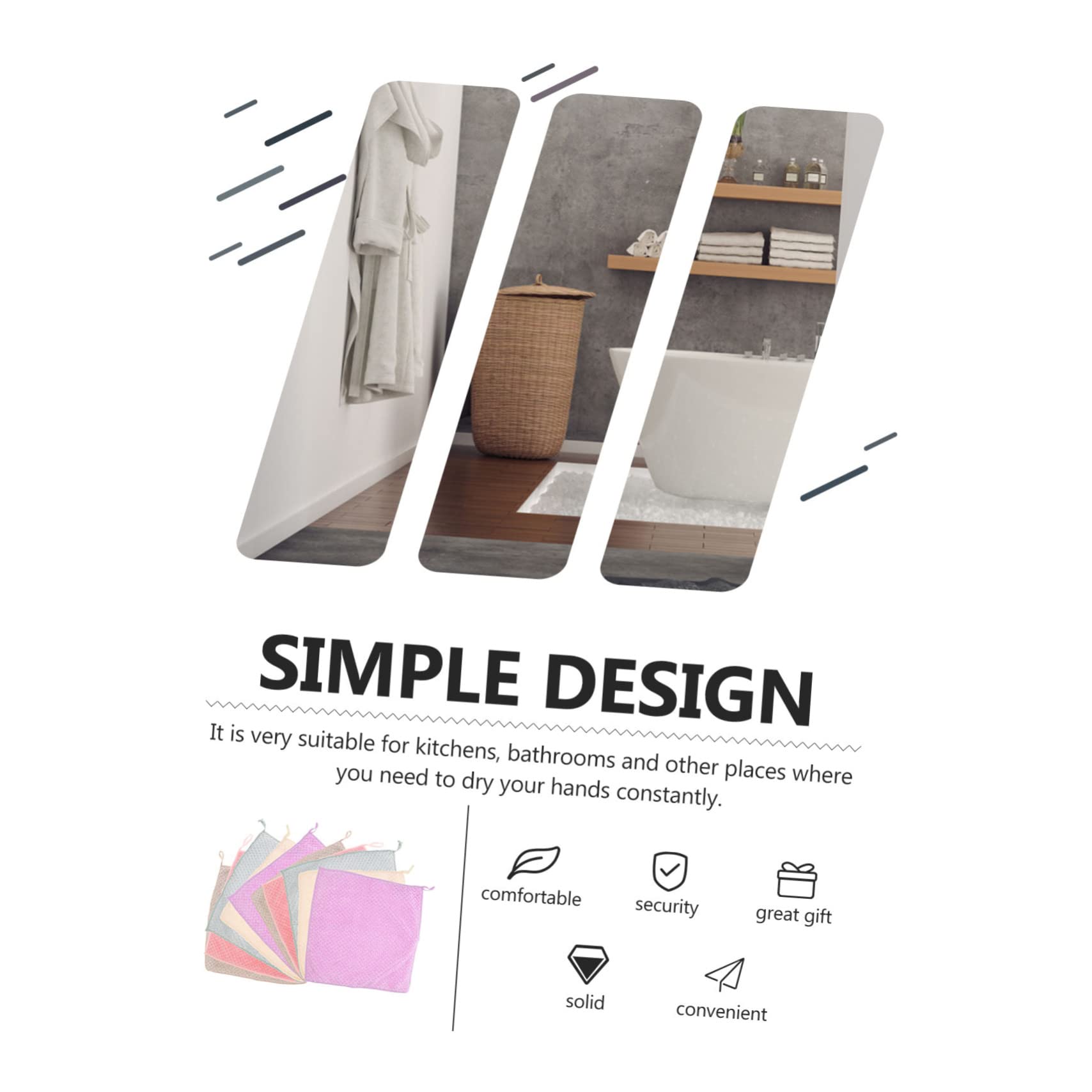 Minkissy 6 Pièces Serviette De Bain En Coton Lin De Toilette