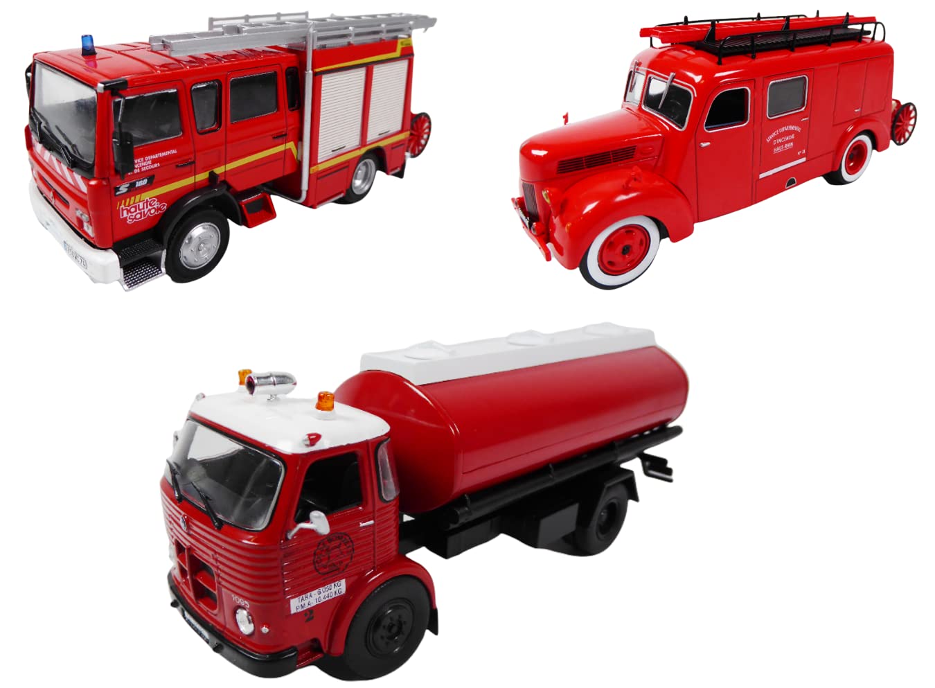 - Set of 3 1/43 fire trucks compatible with RENAULT VI S 180 + FORD F798 T + PEGASO COMET 1095 / P02+P09+P12