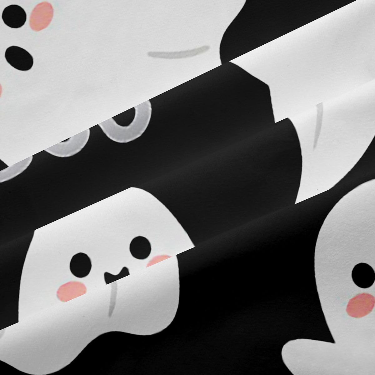 Homemissing Happy Halloween - Cortinas opacas con diseño de fantasmas espeluznantes para decoración de dormitorio, sala de estar, cortinas con aislamiento térmico en blanco y negro, 2 paneles de 46