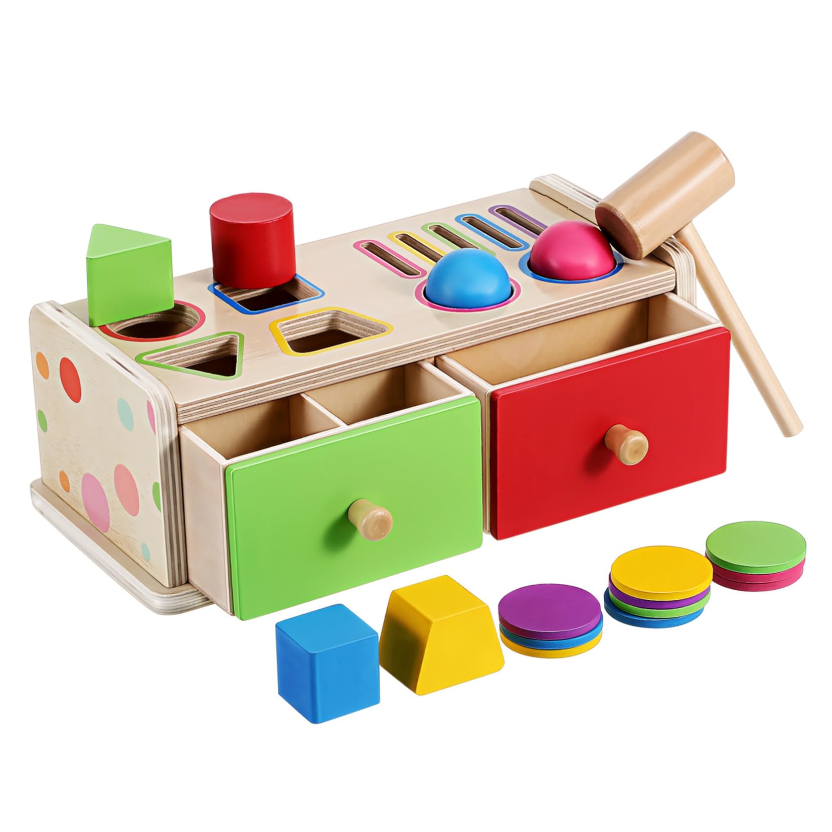 VICASKY Scatola Montessori di Blocchi Geometrici in Legno Giocattolo Puzzle di Abbinamento per Prima Infanzia Classificatore di Forme e Colori per Ragazzo Ragazza Piccoli