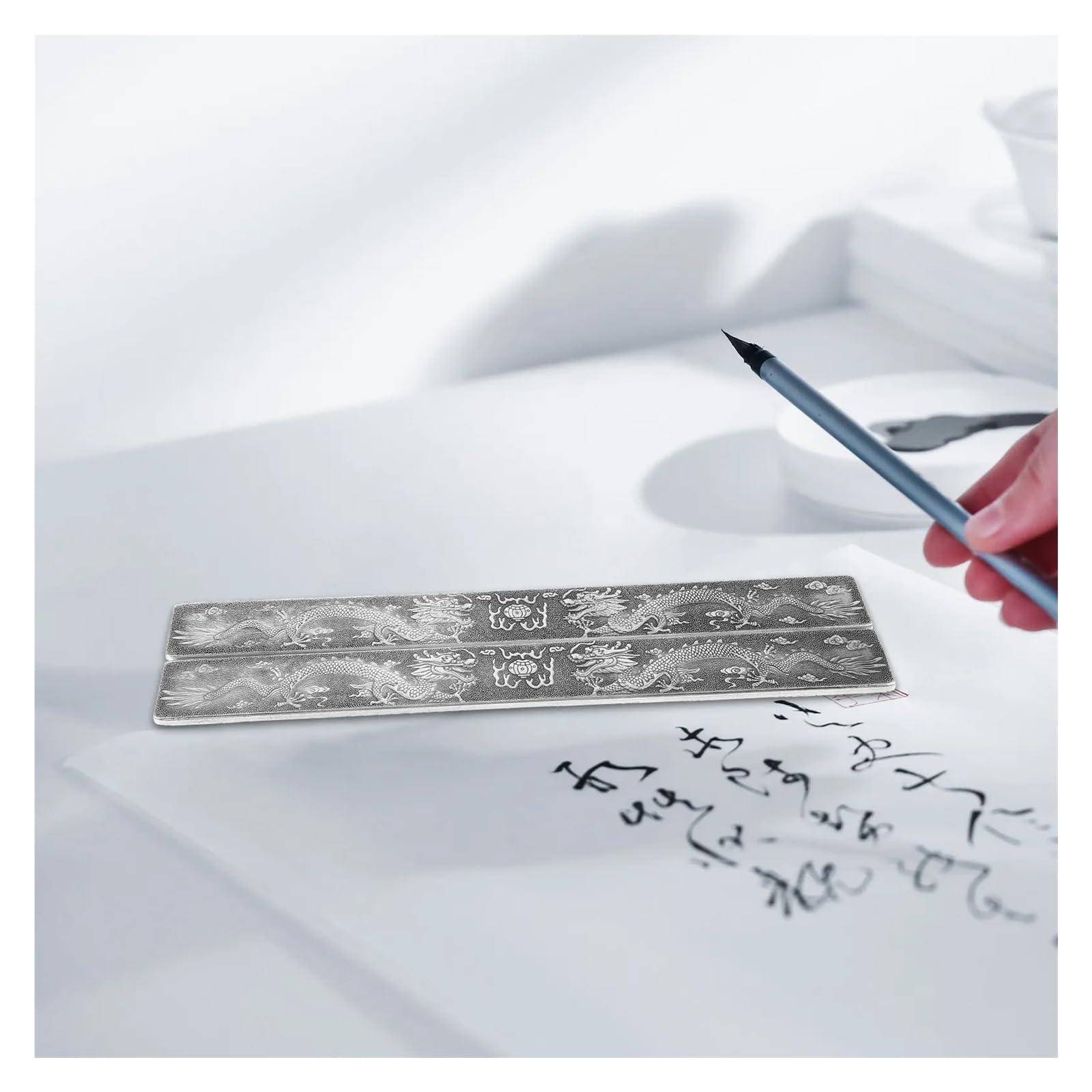 Fermacarte Rettangolare for Calligrafia In Argento Da 1 Paio | Fermacarte in argento for pratica di calligrafia cinese
