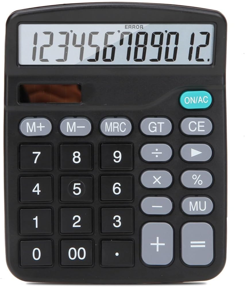 Calculator Student Exam Medium Large Screen Office Finance Cashier Power 12 Bit Black Computer