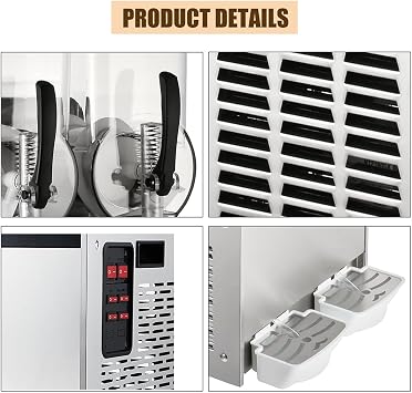 15L Commercial Slush Machine, 2 Tank Electric Crushed Ice Maker, Portable Ice Slushie Making Machine Smoothie Blender